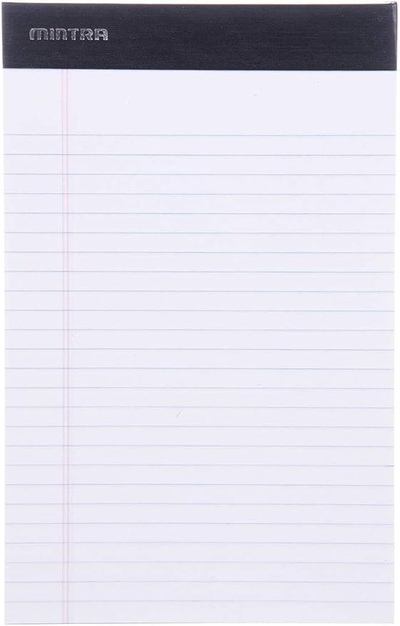 Mintra Office Legal Pads - ((BASIC WHITE 6pk, 5in x 8in, NARROW RULED))