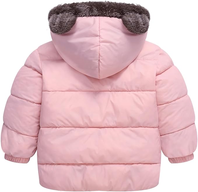Infant Baby Winter Coat Bear Hooded Jacket Warm Fleece Snowsuit Windproof Outerwear for Toddler Boy Girl 9M-4T