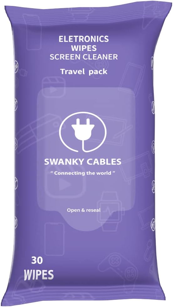 Screen Cleaner Wipes: Electronic Wipes for Screens - Computer Screen Wipes for Lens, Phone, Tv Screen and Monitor Cleaning - Tech Wipes & Microfiber Cloth (Soft Wipes, 30 Count)