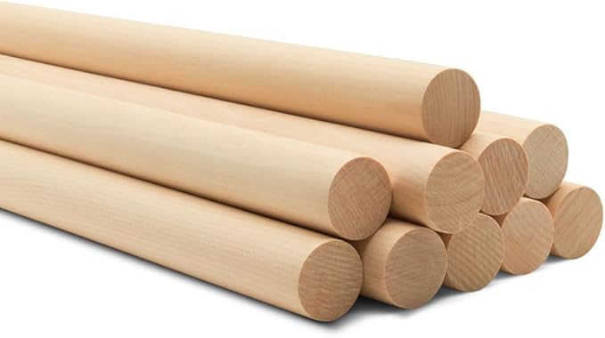 Wooden Dowel Rod, 1 Inch x 12 Inch Wood Dowels, Pack of 50 Wooden Dowels for Crafts, Unfinished Hardwood Wooden Dowels Rods, Strong Wood Rod Dowels for Crafting and DIYers