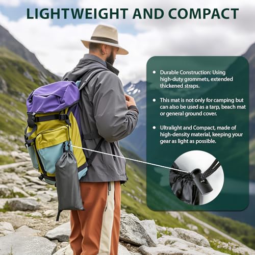 KRUI Tent Footprint, PU 2000 Waterproof Camping Tarp, Durable Tent Floor Saver for Hiking, Backpacking, Hammock, Beach and Picnic - size: 2 Person - 86“ x 59”