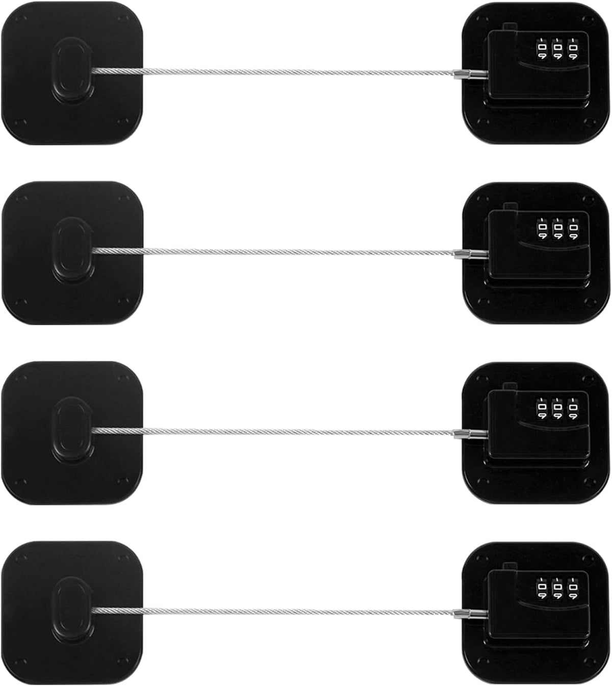Refrigerator Lock, Combination Lock for Refrigerator Cabinets, Drawers, Heavy Duty Fridge Lock, Easy Install No Keys Needed (Black-4Pack)