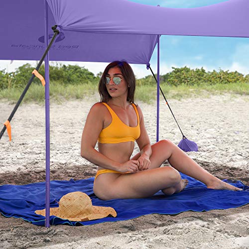 Red Suricata Family Beach Tent & Canopy, UPF50 Sun Shade, 4 Aluminum Poles, Sand Shovel, Large Portable Sun Shelter (Large, Purple) - color: Purple, size: Large 10' x 9'