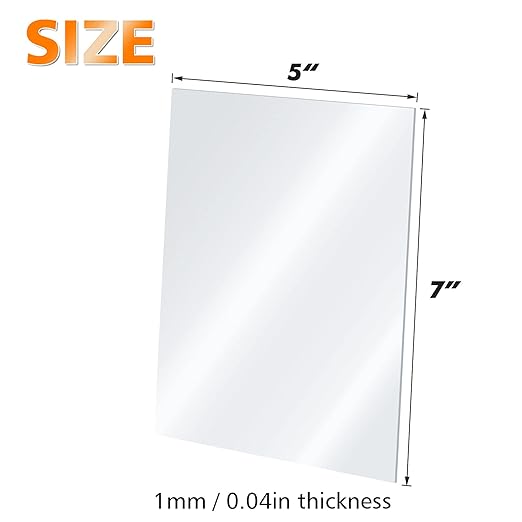 Egofine Plexiglass Sheets Acrylic Sheets 6 Pack of 5x7’’ 0.04 Thick Clear Plastic Cast Transparent Plexi Glass for Crafting Projects, Replacement Picture Frame Glass, DIY Display, Easy to Cut