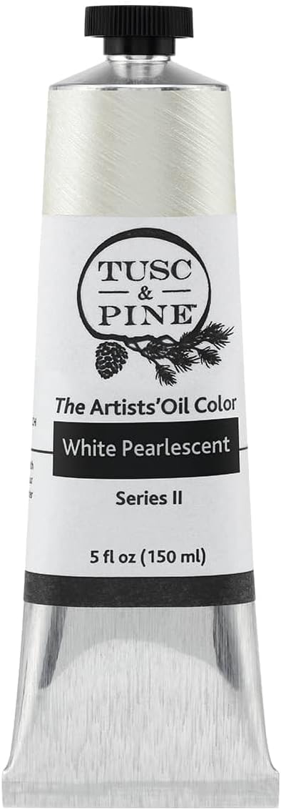 Tusc & Pine Artist Oil Paint - White Pearlescent, 150 ml, Non-Yellowing, Rich & Creamy Consistency, Maximum Pigment Load, Small Batch Milled Oil Paints Made in the USA for Professional Artists