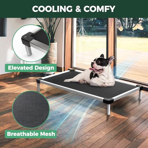 FXW TitanNest Chew-Proof Elevated Dog Bed, Raised Cot for Indoor/Outdoor/Camping Use, Durable & Waterproof Cooling Pet Bed for Extra Large Dogs, 56.0" L x 31.0" W x 7.3" H, Black - size: X-large Dog (56.0"l X 31.0"w X 7.3"h)