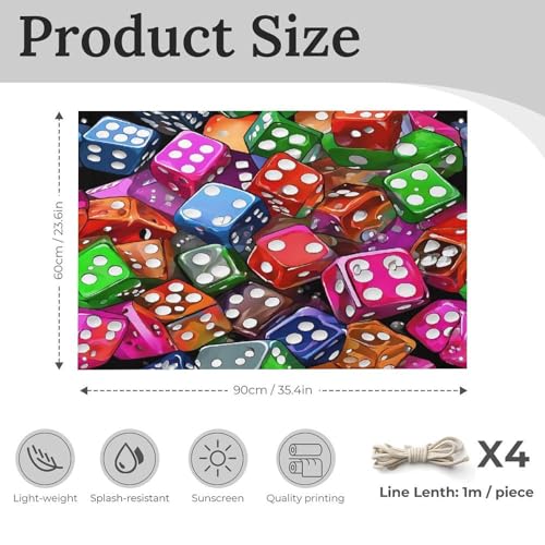 Heavy Duty Weather Resistant Polyester Flags 24x35 In, 4 Sizes Garden Flags for Outside, Games Dice Set Party Banner, Yard Decoration for Outdoor Patio, Entrance & Events - size: 24x35 Inch