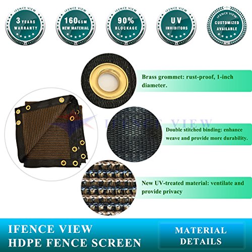 Ifenceview 4'x5' to 4'x50' Brown Shade Cloth/Fence Privacy Screen Fabric Mesh Net for Construction Site, Yard, Driveway, Garden, Railing, Canopy, Awning 160 GSM UV Protection (4' x 8') - size: 4' x 8'