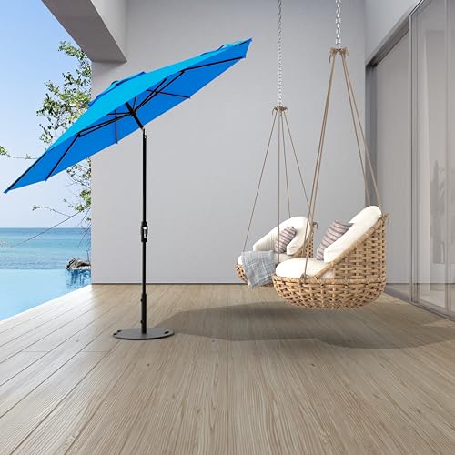 Midtown Umbrellas – The Swilt 8 Ft Patio Umbrellas with 360° Swivel & Tilt Mechanism, 8 Fiberglass Ribs & Terylast Polyester Fabric for Backyard, Deck, Pool & Cafes - Cobalt Canopy, Black Pole - color: Terylast Cobalt, size: 8 Feet