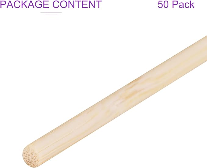 DMiotech 50 Pack 1/8" x 12" Wooden Dowel Rods Unfinished Natural Sticks Wood Craft Sticks for Home Decor Projects and Making DIY Craft,Wood Color