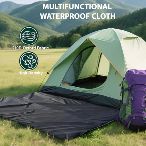 KRUI Tent Footprint, PU 2000 Waterproof Camping Tarp, Durable Tent Floor Saver for Hiking, Backpacking, Hammock, Beach and Picnic - size: 2 Person - 86“ x 59”
