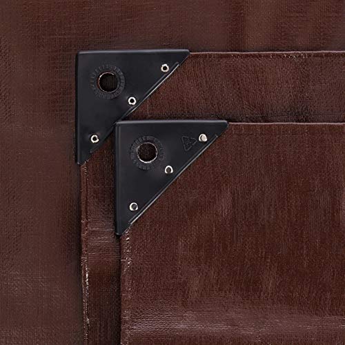 WHITEDUCK Super Heavy Duty Poly Tarp Cover 16 Mil & 10 Mil with Grommets and Reinforced Edges (Brown, White & Silver Black) (Brown- 16 Mil, 10' x 10') - color: Brown- 16 Mil, size: 10' x 10'