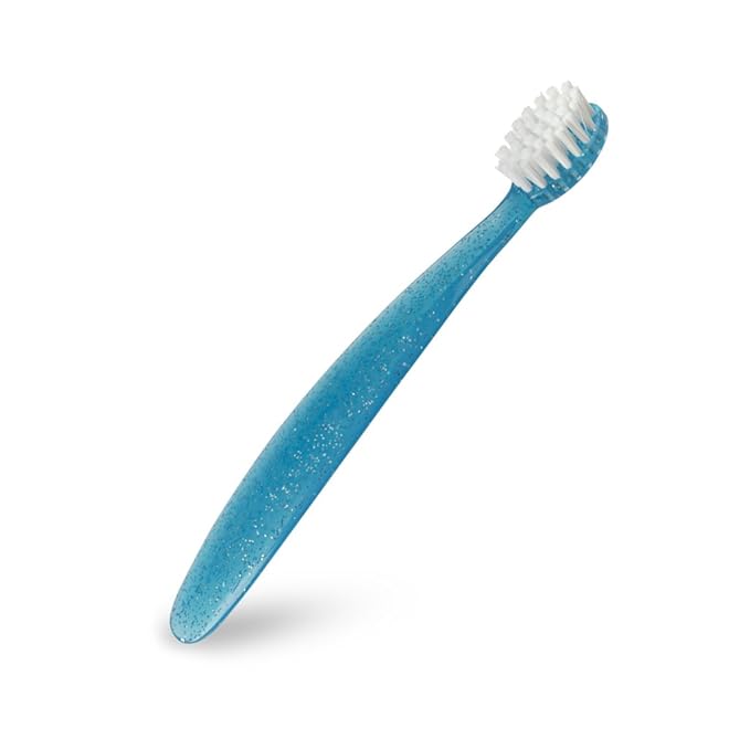 RADIUS Toddler Toothbrush and Toothpaste Bundle for Kids, 2 Pack Totz Extra Soft Brush in Blue and Green Sparkle and 1 Count Dragon Fruit Toothpaste, for Children 18 Months and Up