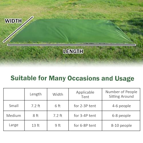 AYAMAYA Tent Footprint, PU 3000 Waterproof Tent Ground Cloth Large Size for 2-8 Person Family Camping Tents Ground Sheet Mat with 6 Tent Stakes for Camping Hiking Picnic - 13x9FT /8x7FT /6x7FT /5x7FT - size: 13FT x 9FT