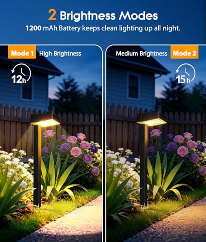 ELECLINK Solar Pathway Lights Outdoor, 12 Pack Garden Lights Solar Powered Path Lights with Bigger LED Lens, 2 Light Modes Waterproof Outdoor Solar Light for Yard Driveway Walkway Landscape Patio Lawn - size: 12 Pack