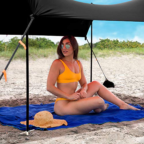 Red Suricata Family Beach Tent & Canopy, UPF50 Sun Shade, 4 Aluminum Poles, Sand Shovel, Large Portable Sun Shelter (Large, Black) - color: Black, size: Large 10' x 9'