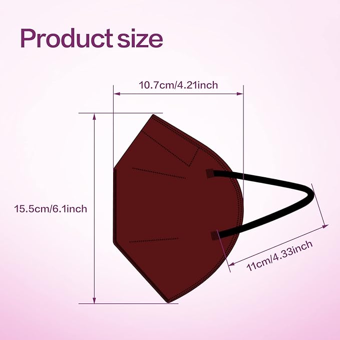 Miuphro KN95 Face Mask, 5-Layer Design Cup Dust Safety KN95 Masks 25 Pack, Red