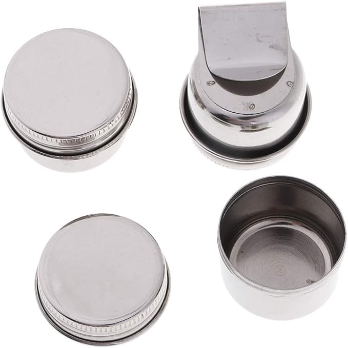 3 Piece Single Dipper Palette Cups Stainless Steel Palettes Container Cup with Clip and Lid fit for Drawing (A)