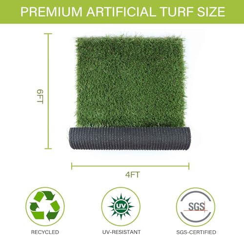 SunTurf Artificial Grass for Dogs, Dog Pee Grass, Fake Grass for Dogs Potty Training, 4x6ft Extra Large Turf Grass, Reusable Puppy Wee Wee Pads, Dog Supplies, Indoor Outdoor - size: 4x6 FT