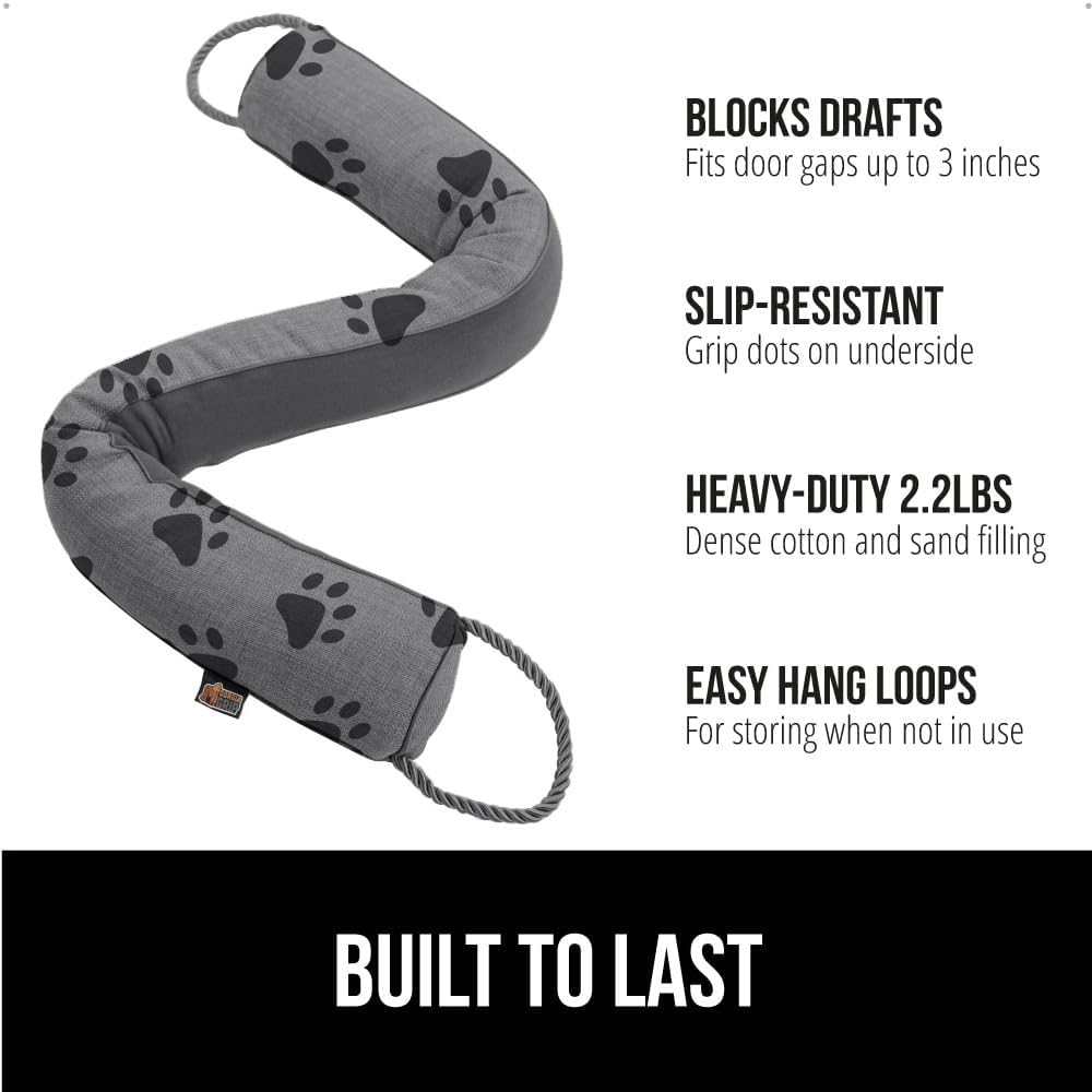 GORILLA GRIP Door Draft Stopper for Bottom of Doors, Weather Stripping Seal Blocks Hot Air, Noise, Bugs, Keeps Cold AC in, Sound Proofing Easy Install Gap Filler, Home Essentials, 32 Inch, Paws