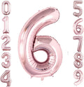 GOER 2 Pcs 42 Inch Rose Gold Foil Balloons Number 6,Huge Number Balloons for 6th 66th Birthday Party Supplies Anniversary Decorations