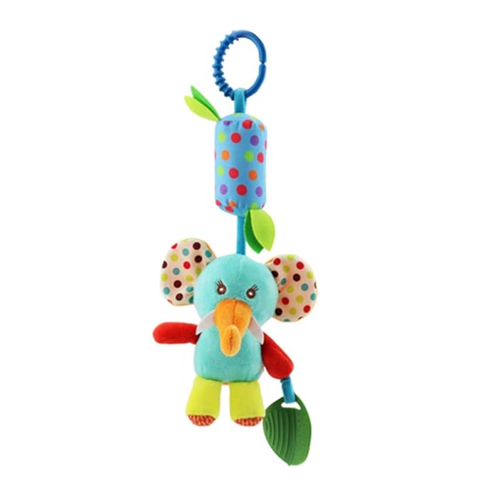 4 PCS Baby Soft Hanging Rattle Crinkle Squeaky Toy - Baby Toys for 0 3 6 9 to 1 Animal Ring Plush Stroller Infant Car Bed Crib Travel Activity Hanging Wind Chime with Teether for Boys Present