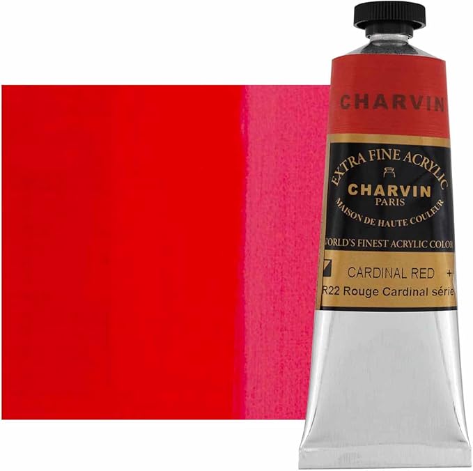 Charvin Extra Fine Professional Acrylic Paint - Cardinal Red, 150ml Tube, Triple-Milled, Lightfast Pigments, Open Stock Artist Acrylic Paints in Nature-Inspired Hues