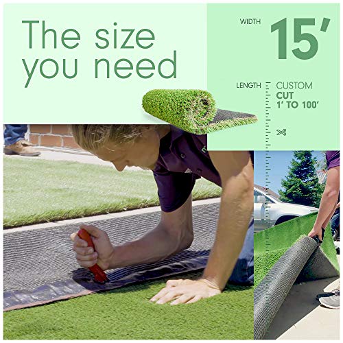 10 x 18 Feet Artificial Grass Mat for Lawn/Deluxe Realistic Synthetic Turf Rug [Thick Carpet of Fake Grass Patch Pads for Outdoor, Landscaping, Pets, Dogs, Puppy Potty, and Backyard]