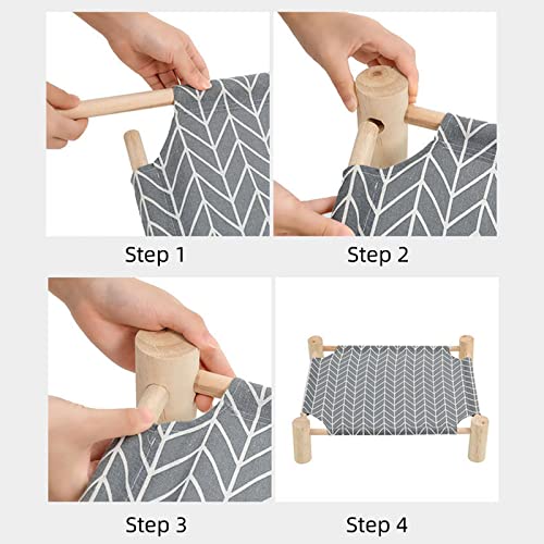 Patas Lague Cat and Dog Hammock Bed for Small Dogs, Brethable Wooden Cat Pet Rabbit Elevated Cooling Outdoor Bed Cots Furniture for Summer Arrow - color: Arrow
