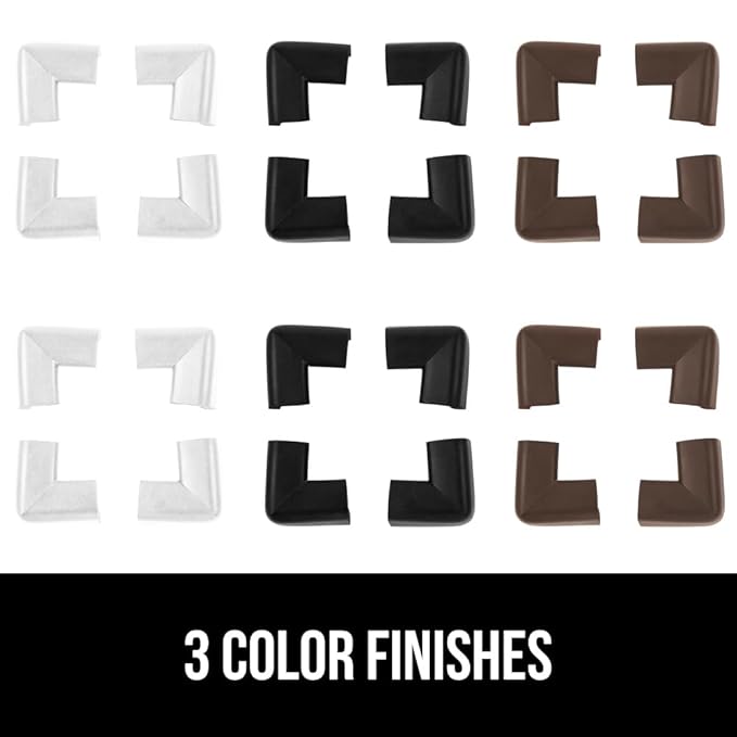 GORILLA GRIP Baby Proof Corners and Edges for Furniture, Kid Proofing Adhesive Table Corner Protectors, Heavy Duty Soft Rubber Foam Protection, Includes 8 Protective Safety Guards, 18 Feet, Brown