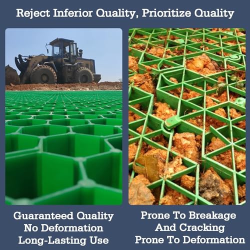 Plastic Ground Stabilization Grid for Outdoor Grass and Gravel Reinforcement Durable Lawn Support HeavyDuty Mesh Pavers for Driveways and Pathways - size: 7cm-16 pieces