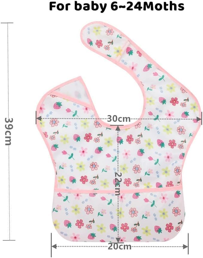 Baby bibs Waterproof Toddler bib - Feeding bib with Pocket for Infant Boy Girl Washable 6-36M