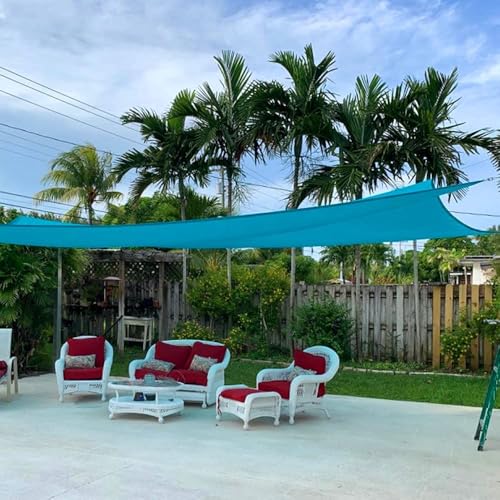 Quictent 20x16ft Rectangular Sun Shade Sail 185G HDPE Canopy 98% UV Block Outdoor Patio Garden Commercial Deck with Hardware Kit (Turquoise) - color: Turquoise, size: 20 x 16 ft, style: Rectangle