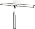 Shower Squeegee for Glass Doors, Stainless Steel Shower Squeegee for Bathroom, Window and Tiles, All-Purpose Squeegee with Adhesive Hook-10”, Chrome