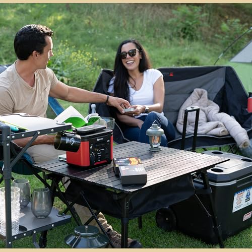 ARROWHEAD OUTDOOR 39" Aluminum Folding Camp Roll Up Table w/Adjustable Height, Undertable Mesh Storage, Carry Bag - color: Grey