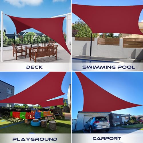 Windscreen4less 5'x5' Waterproof Sun Shade Sail Rectangle Shade Canopy Cover UV Block for Backyard Patio Deck Balcony Pergola Garden (Red) - color: Red, size: 5' x 5'
