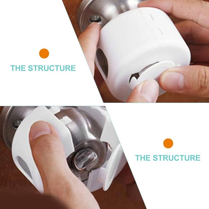 Kisangel Child Safety Door Knob Covers 4pcs Baby Door Handle Cover Child Door Knob Protectors for Easy Installation and Reusable Design,White Pp