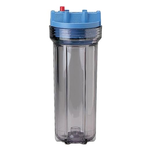 Pentair Pentek 158007 Traditional Slim Line Filter Housing, 3/8" NPT #10 Under Sink Clear Water Filter Housing with Pressure Relief Button, 10-Inch, Clear