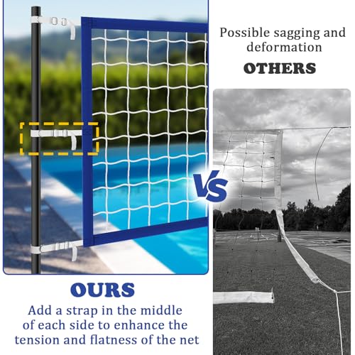 Upgraded Pool Volleyball Net, 15x3FT Pool Volleyball Net for Inground Pool Games for Adults and Family 2026 Summer Pool Floaties Party Gift - color: White Blue with Lights