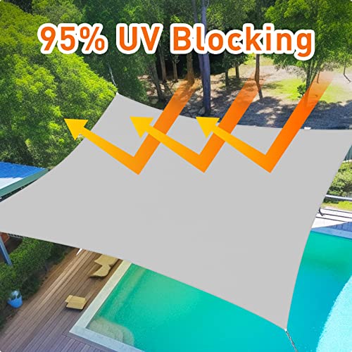 Shade&Beyond Shade Sail 14'X14' Rectangle Light Grey Breathable UV Block Outdoor Canopy for Backyard Patio Pergola Garden Deck(We Make Custom Size)