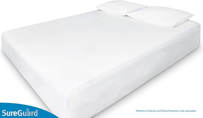 SureGuard Queen Size Mattress Protector - 100% Waterproof, Hypoallergenic - Premium Fitted Cotton Cover - Smooth
