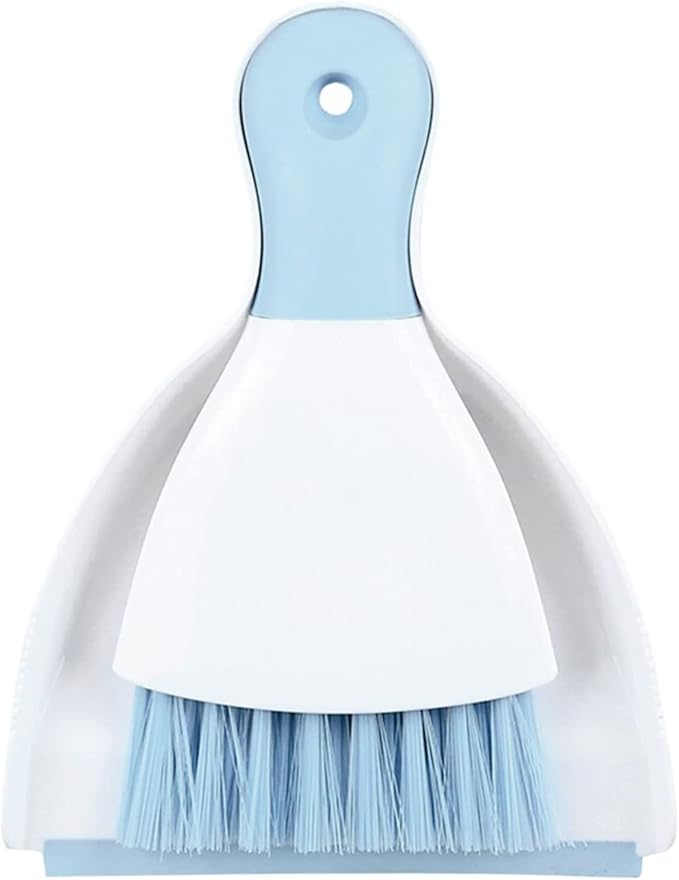 Dust pan Broom Brush Dustpan - Small Broom and Dustpan Set,Mini Broom and Dustpan,Small Dustpan and Brush Set for Home Cleaning, Sofa, Desk, Guinea Pig Cage, Cat Litter etc.（Light Blue）