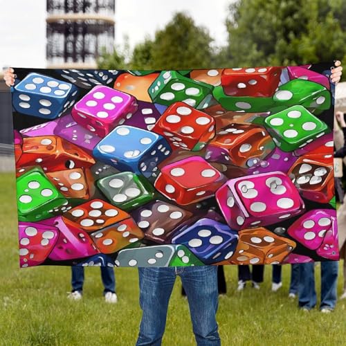 Heavy Duty Weather Resistant Polyester Flags 24x35 In, 4 Sizes Garden Flags for Outside, Games Dice Set Party Banner, Yard Decoration for Outdoor Patio, Entrance & Events - size: 24x35 Inch