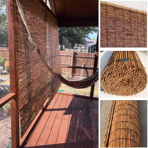 Patio Shades Roll Up Outdoor, Bamboo Blinds for Outdoor Patio, Thernal Insulated Shading Reed Blinds, Blackout Bamboo Shade, Privacy Screen, 24″ 30″ 34″ 36″ 39″ 43″ 48″ 51″ 55″ 70″ Width - size: 34"W x 47"H