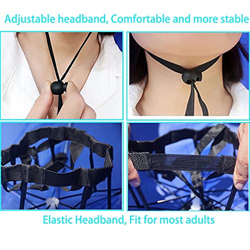 Umbrella Hat, 37 inch Fishing Umbrella Hat Hands Free Foldable UV Protection Umbrella Cap Adjustable Headwear for Fishing Golf Camping Beach Gardening Sunshade Outdoor - color: Silver-Blue(2pcs)