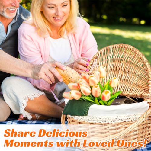 Hap Tim Large Size Wicker Picnic Basket with Lid - 40-Quart Capacity, 18.5 inches Length, 14.56 inches Width, 8.66 inches - style: Extra large size, white cloth