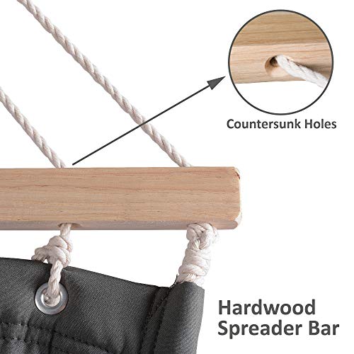 SUNCREAT Hammocks Double Hammock with Wooden Stand, Hammock Cover, Outdoor Hammocks for Outside, 475 lbs Capacity, Dark Gray - color: Dark Gray