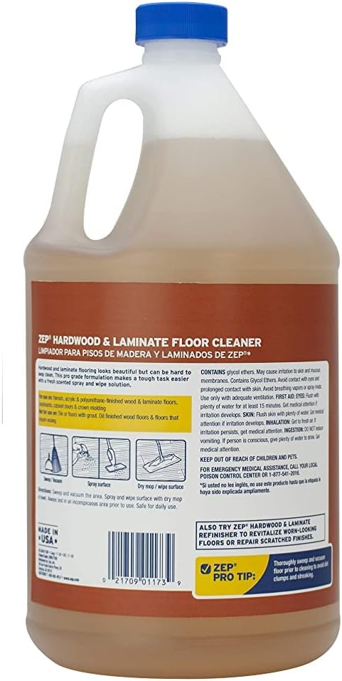 Zep Hardwood and Laminate Floor Cleaner - 1 Gallon (Pack of 2) ECZUHLF1282 - Cleans Spots, Stains, and Scuffs. Restores Shine on Hardwood, Laminate, Cabinet Doors, Crown Molding, and More