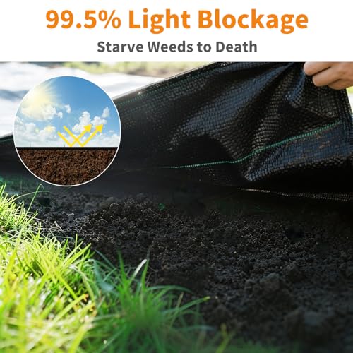AMAGABELI GARDEN & HOME 3ft x 50ft Weed Barrier Landscape Fabric 4.3oz Garden Cloth Heavy Duty Weed Control Blocker Mat Gardening Ground Cover Durable Woven Geotextile Fabric Driveway Underlayment - size: 4.3oz-3x50ft