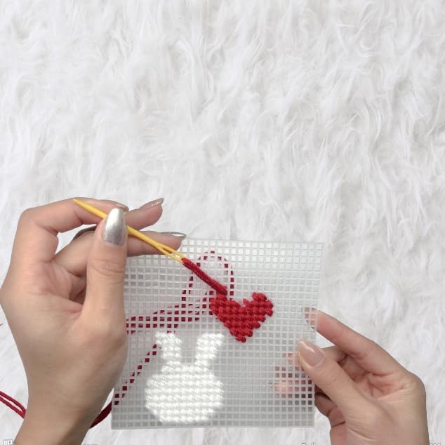 8 Plastic mesh Canvas Sheets for Embroidery Crafts, Acrylic Yarn Crafts, Knitting and Crochet Projects (9.92 x 13 inches, 10 Knitting Needles Included, Clear Color)